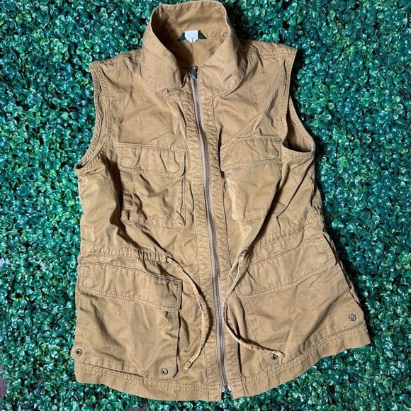 J Crew 100% Cotton Tan Utility Vest Size Medium - Picture 4 of 6